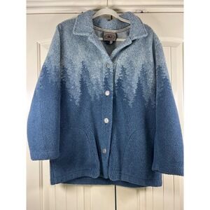 Vintage 90s County Clothing Co Fleece Jacket S Blue Pine Forest Ombre Sherpa
